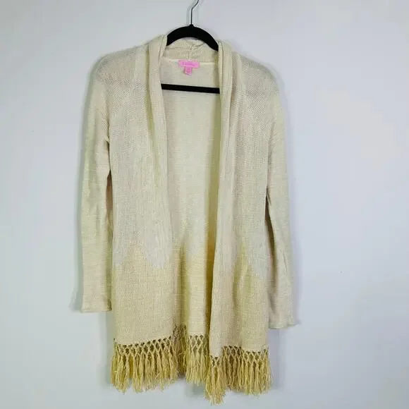 Lilly Pulitzer Tatum Long Fringe Hem Cardigan Size XS - Picture 2 of 6